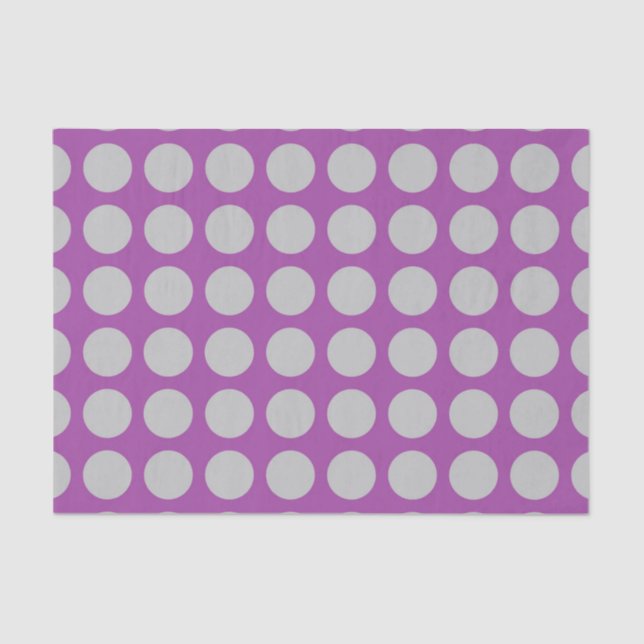 Silver Polka Dots Purple Tissue Paper (Front)