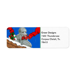 Silver Poodle Christmas Labels Stickers Tags