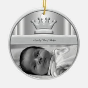 Silver Prince Crown Baby Boy Photo Ornament