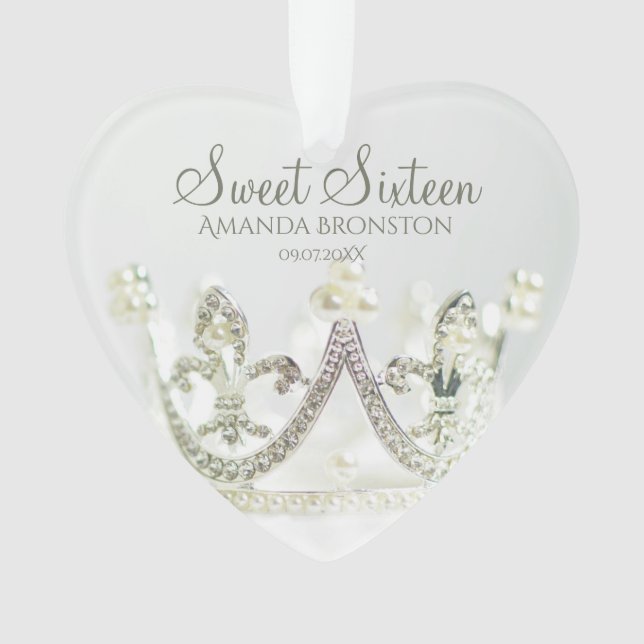 Silver Princess Crown Sweet Sixteen Elegant Party Ornament (Front)