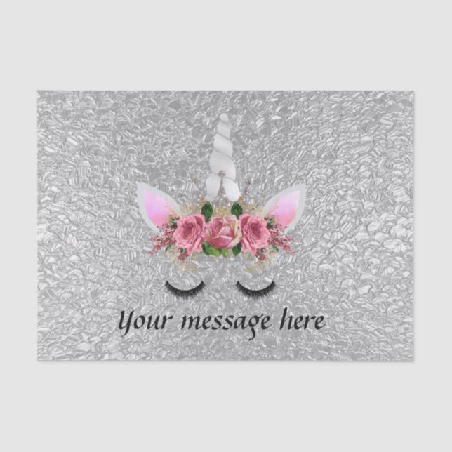 Silver princess unicorn add message tissue paper (Front)