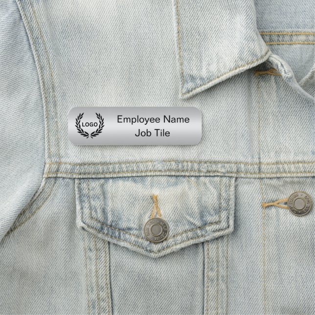Silver Printed Company Name Tag  - Office Supplies (In Situ)