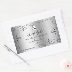 Silver Product Labels Ornate Corner Borders Logo