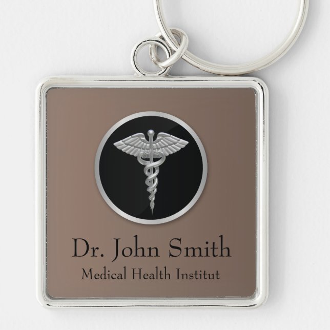 Silver Professional Medical Caduceus Key Ring (Front)