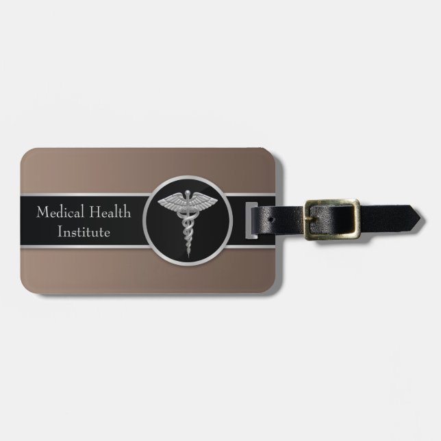 Silver Professional Medical Caduceus - Luggage Tag (Front Horizontal)
