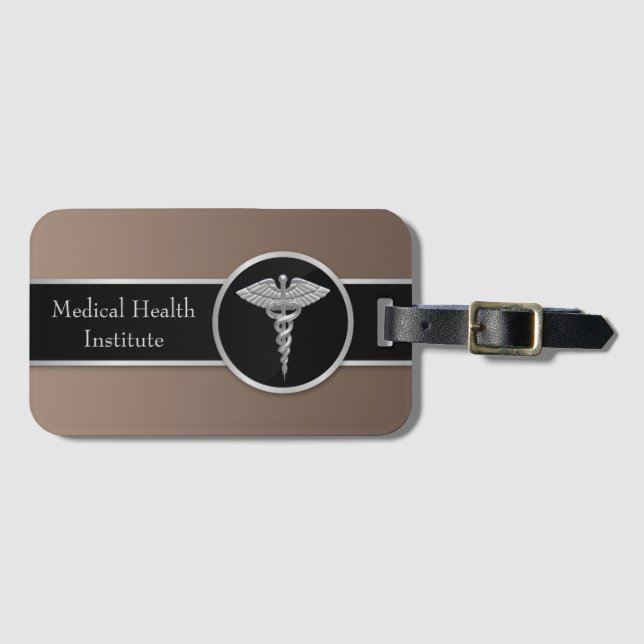 Silver Professional Medical Caduceus - Luggage Tag (Front Horizontal)