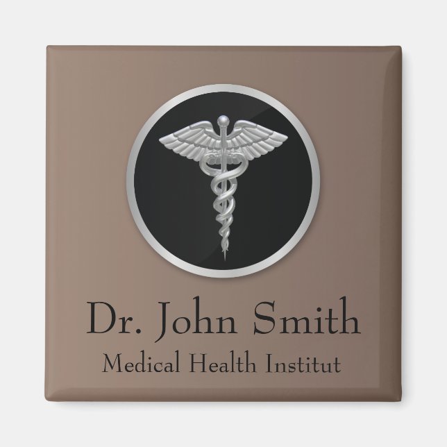 Silver Professional Medical Caduceus - Magnet (Front)