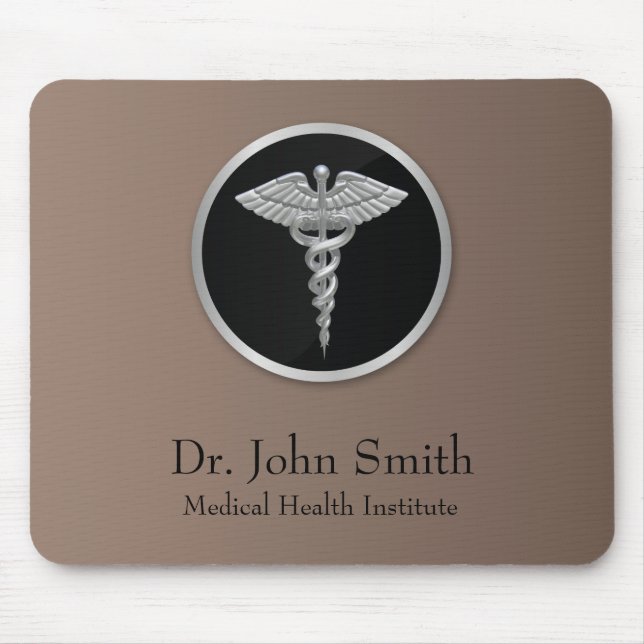 Silver Professional Medical Caduceus - Mousepad (Front)