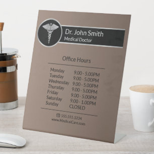 Silver Professional Medical Caduceus Opening Hours Pedestal Sign