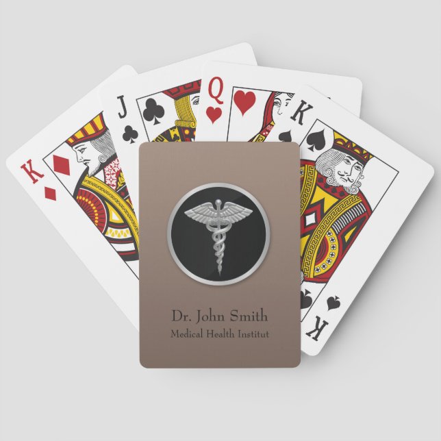 Silver Professional Medical Caduceus Playing Cards (Back)