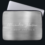 Silver Professional Metallic Monogram Business Laptop Sleeve<br><div class="desc">Modern Silver Girly Make Up and Hair Beauty Salon Faux Metallic Stainless Elegant Monogram Promotional Laptop Bag or Sleeve Promotional (promo) advertisement Case. This classy professional business computer case can be customised to include your monogrammed script signature name and job title profession or position.</div>