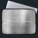 Silver Professional Metallic Monogram Business Laptop Sleeve<br><div class="desc">Modern Silver Girly Make Up and Hair Beauty Salon Faux Metallic Stainless Elegant Monogram Promotional Laptop Bag or Sleeve Promotional (promo) advertisement Case. This classy professional business computer case can be customised to include your monogrammed script signature name and job title profession or position.</div>