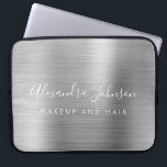 Silver Professional Metallic Monogram Business Laptop Sleeve<br><div class="desc">Modern Silver Girly Make Up and Hair Beauty Salon Faux Metallic Stainless Elegant Monogram Promotional Laptop Bag or Sleeve Promotional (promo) advertisement Case. This classy professional business computer case can be customised to include your monogrammed script signature name and job title profession or position.</div>