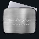 Silver Professional Metallic Monogram Business Laptop Sleeve<br><div class="desc">Modern Silver Girly Make Up and Hair Beauty Salon Faux Metallic Stainless Elegant Monogram Promotional Laptop Bag or Sleeve Promotional (promo) advertisement Case. This classy professional business computer case can be customised to include your monogrammed script signature name and job title profession or position.</div>