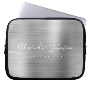 Silver Professional Metallic Monogram Business Laptop Sleeve