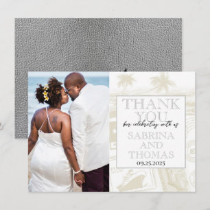 Silver Puerto Rico Wedding Photo Thank You Card