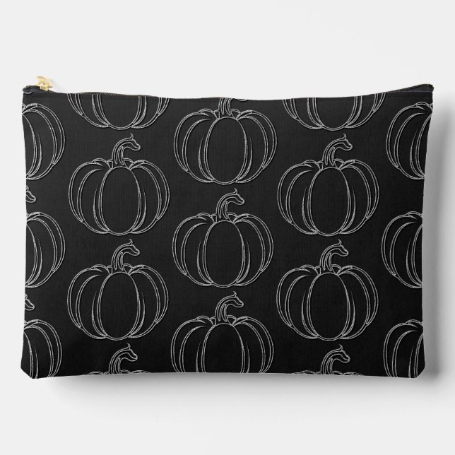 Silver Pumpkin Halloween Accessory Pouch (Front)