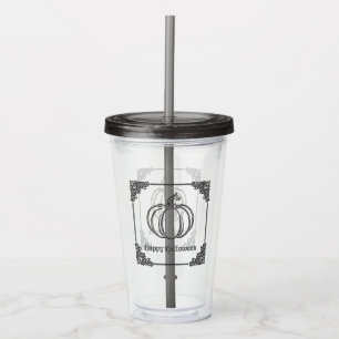 Silver Pumpkin Halloween Acrylic Tumbler