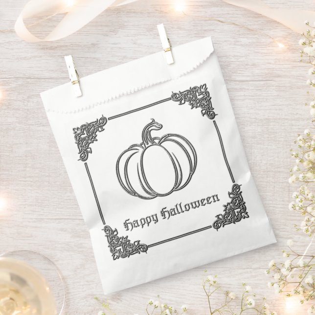 Silver Pumpkin Halloween Favour Bag (Clipped)