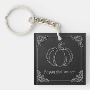 Silver Pumpkin Halloween Key Ring