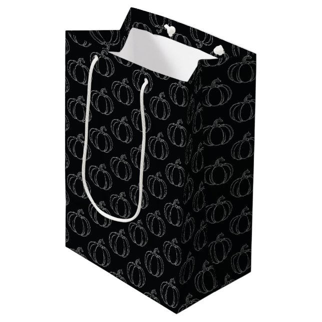 Silver Pumpkin Halloween Medium Gift Bag (Front Angled)