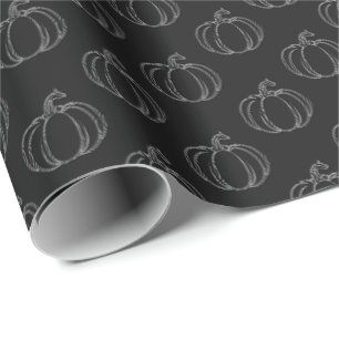 Silver Pumpkin Halloween Wrapping Paper