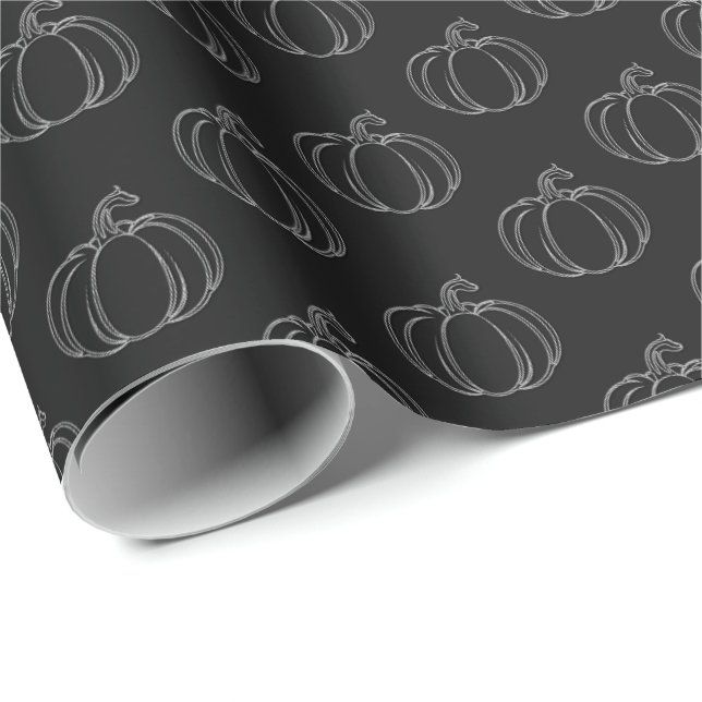 Silver Pumpkin Halloween Wrapping Paper (Roll Corner)