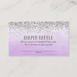 Silver Purple Baby Shower Diaper Raffle Tickets Enclosure Card