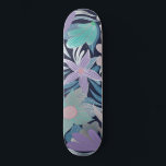 Silver Purple Blue Floral Leaves Illustrations Skateboard<br><div class="desc">This elegant and beautiful pattern is perfect for a classy and sophisticated woman. It features a hand-drawn aqua teal green, lilac purple, blush pink, and dusty blue with faux printed silver foil floral and leaves illustration print on top of a simple navy blue background. It's girly, chic, pretty, and sweet...</div>
