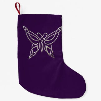 Silver Purple Celtic Butterfly Curling Knots Small Christmas Stocking