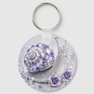 Silver Purple Crystal Snail Key Ring