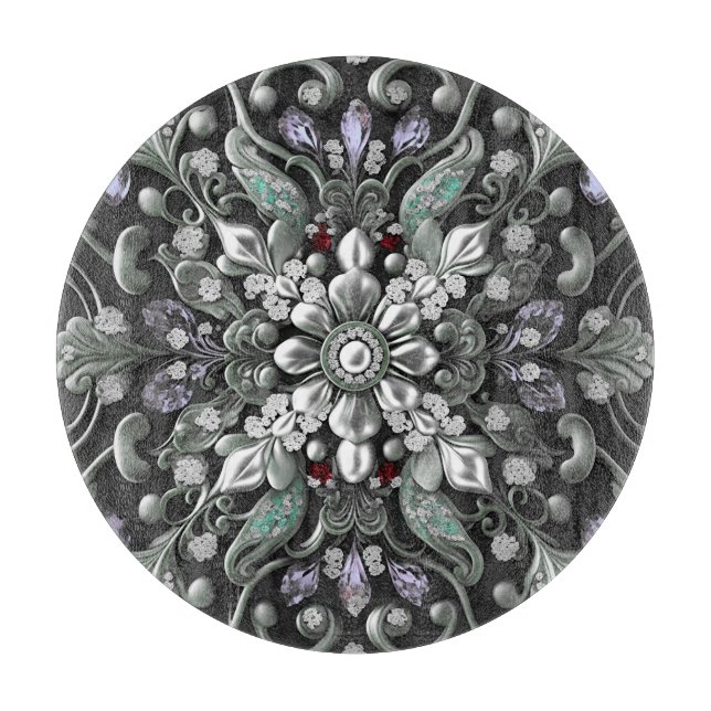 Silver Purple Decorative Cutting Board (Front)