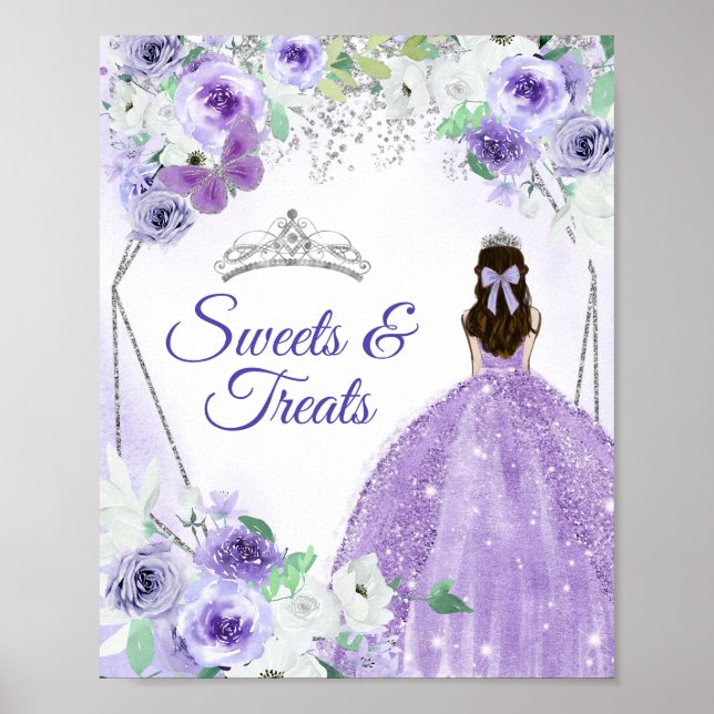 Silver & Purple Dresses Quinceañera Sweet Treats Poster (Front)
