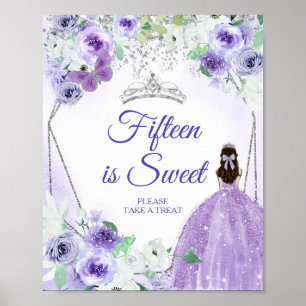 Silver & Purple Dresses Quinceañera Treat Favour Poster