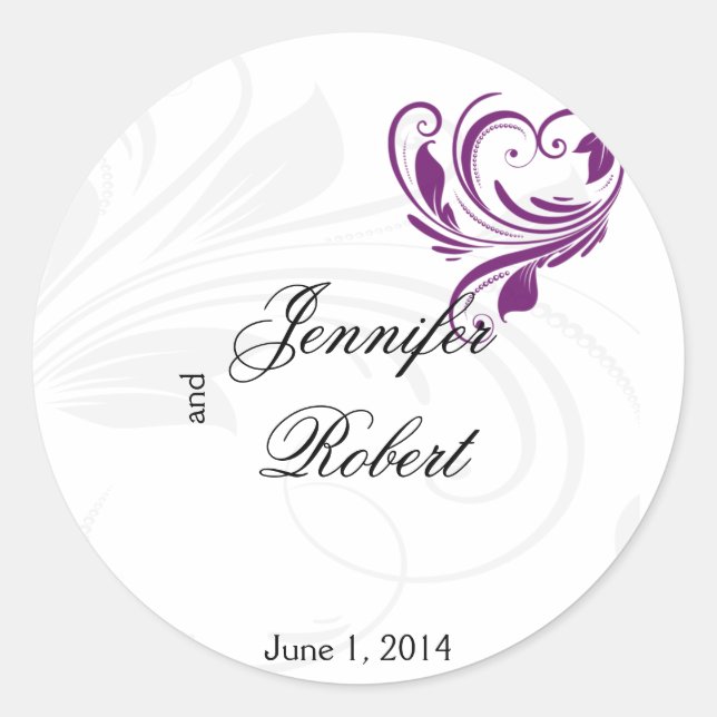 Silver Purple Floral Heart Scroll Envelope Seal (Front)