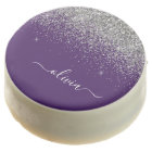 Silver Purple Glitter Girly Monogram Name