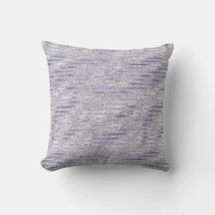 Silver Purple Glitzy Glitter Stripes Cushion