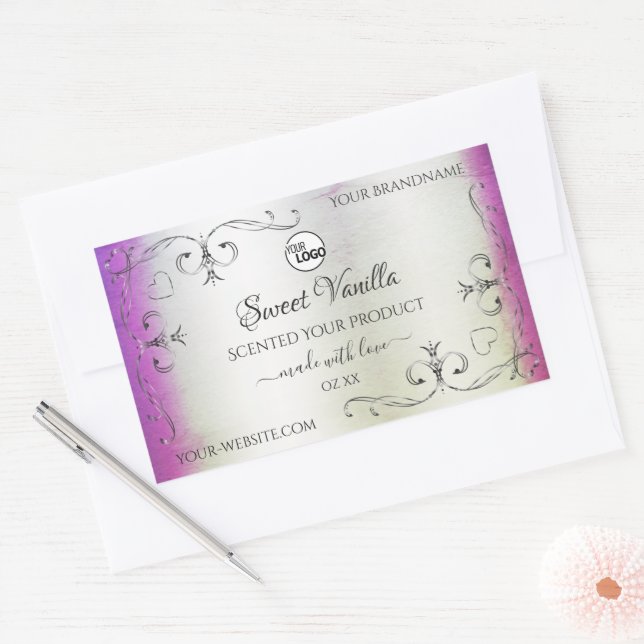 Silver Purple Marble Ornate Product Labels Logo (Envelope)