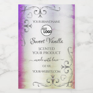 Silver Purple Marble Ornate Product Labels Logo