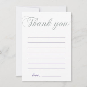 Silver & Purple Modern Girl Party Thank You Note