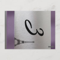 Silver Purple Paris Eiffel Tower Table Number