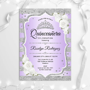Silver Purple Quinceanera Invitation
