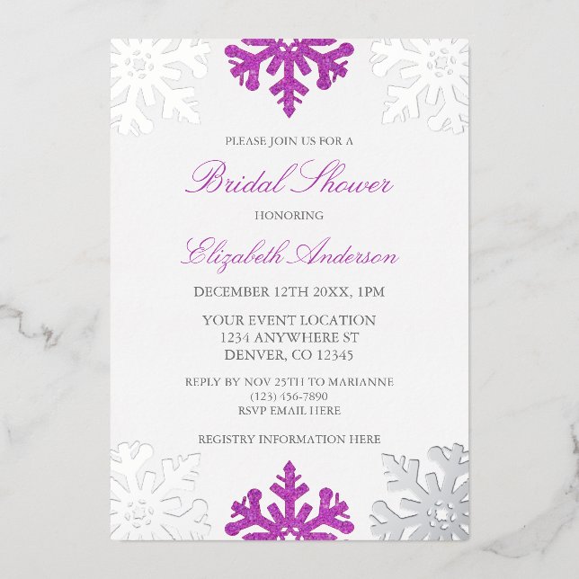 Silver Purple Snowflake Bridal Shower (Front)