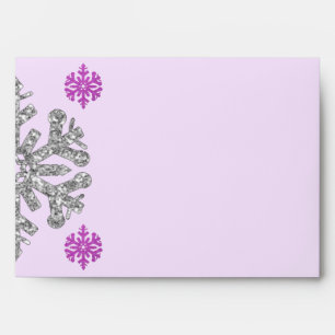 Silver Purple Snowflake Winter Envelope