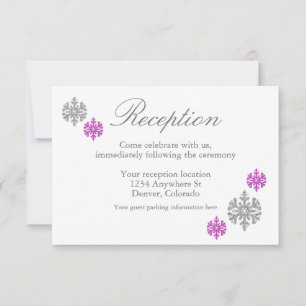 Silver Purple Snowflake Winter Reception Card