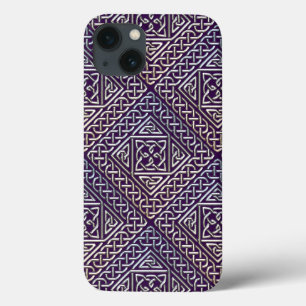 Silver Purple Square Shapes Celtic Knots Pattern iPhone 13 Case
