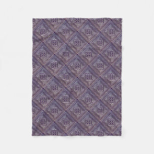 Silver Purple Square Shapes Celtic Knots Pattern Fleece Blanket