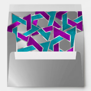 Silver Purple Turquoise Star David Envelopes