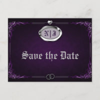 Silver Purple Vintage Gothic Wedding Save the Date
