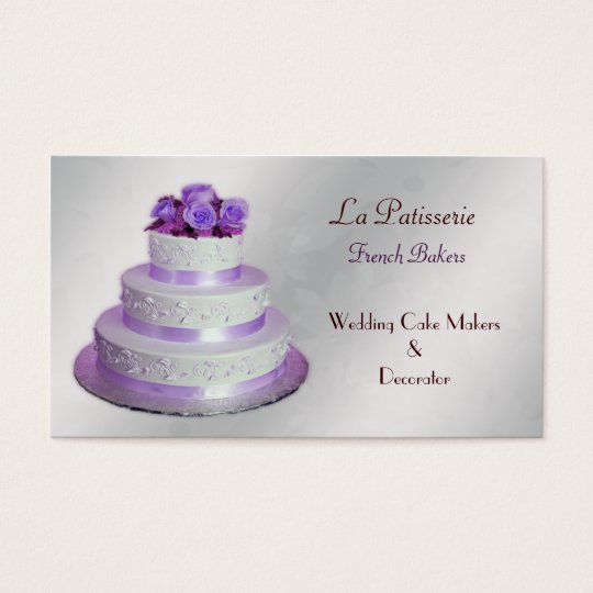 Silver Purple Wedding Cake Makers Business Cards